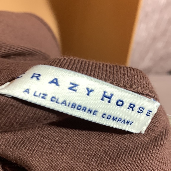 Crazy Horse Tank Top Dark Brown XL Pullover Stretchy V-neck Cotton Sequin - Picture 12 of 12